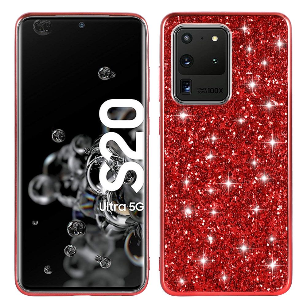 For Samsung Galaxy S20 Ultra Hard Luxury Sparkle Glitter Shiny Bling Sequin Electroplate Soft Bumper Case Cover