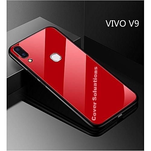 For Vivo V9 Glass with Shockproof TPU Bumper Back Case Cover
