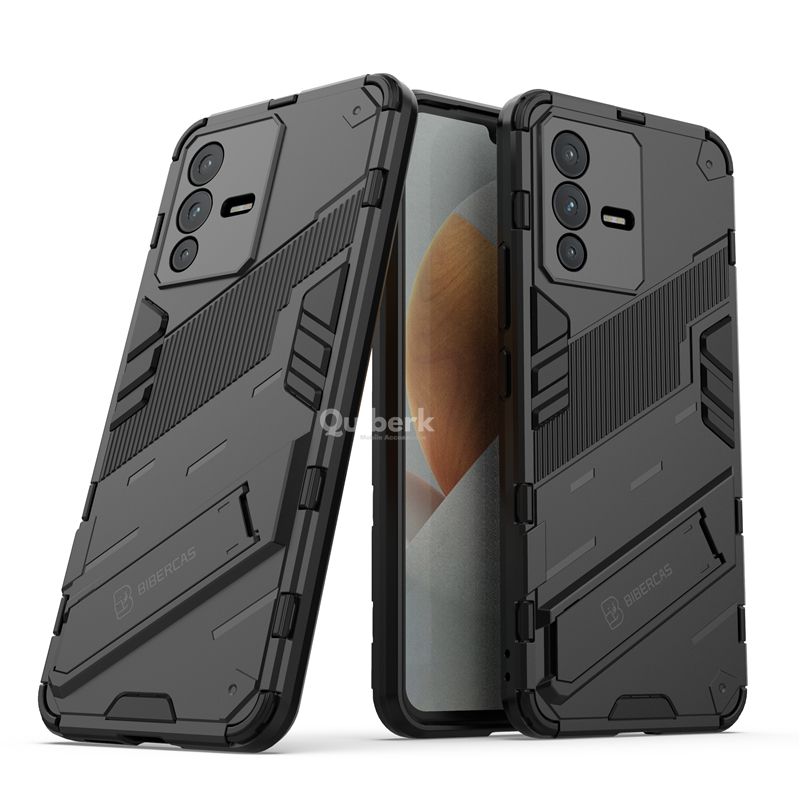 Quiberk for Vivo V23 5G Phone Case Kickstand Holder Hard Back Lens Protector Shockproof Cover