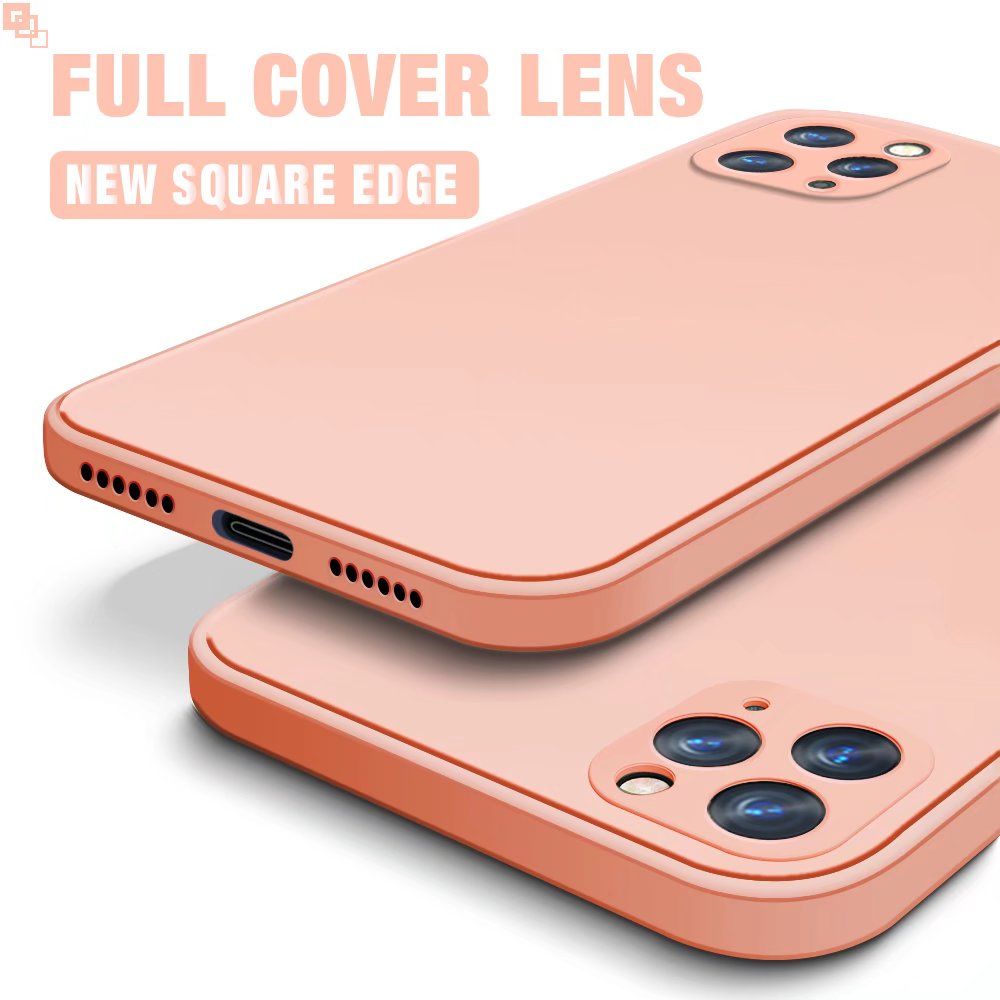Olige Case For iPhone 6 6s Plus Square Liquid Silicone Lens Protector Shockproof Soft Phone Back Cover