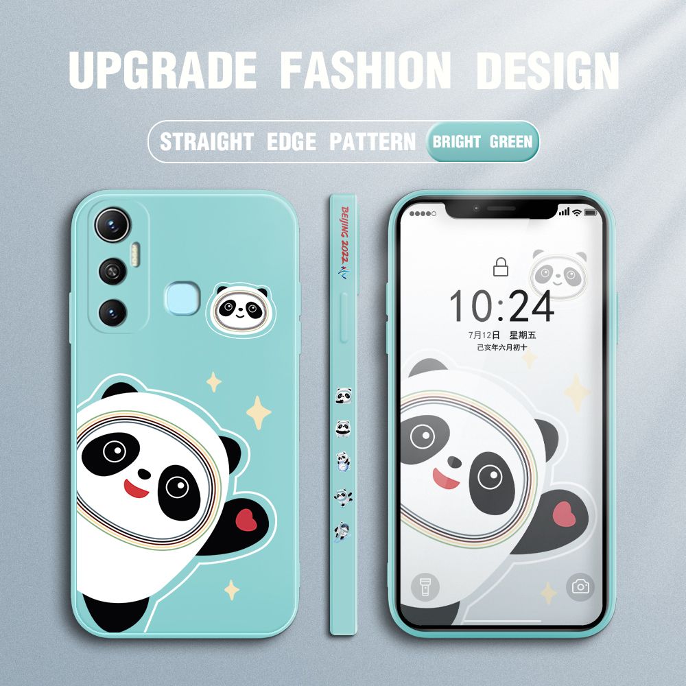 FHKL for Infinix Hot 11 Back Cover Bing Dwen Dwen Side design Soft Case Multicolor Liquid Silicone Phone Cases
