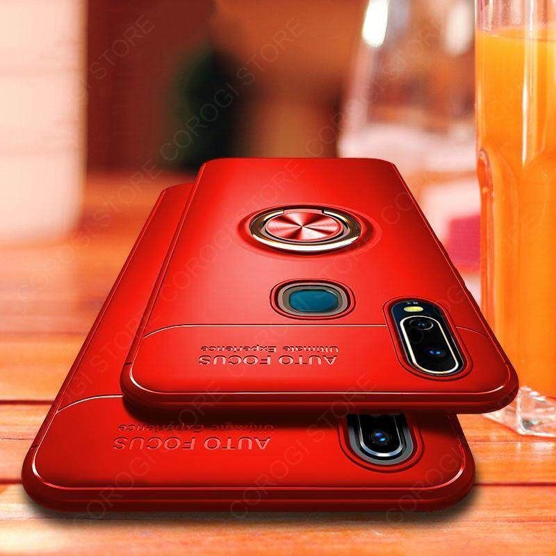 For Vivo Y11 Y12 Y15 Y17 Cover Shockproof Soft TPU Silicone Rubber Phone Case with Metal Finger Ring Stand Holder Magnetic Car Mount Protective Back Cover