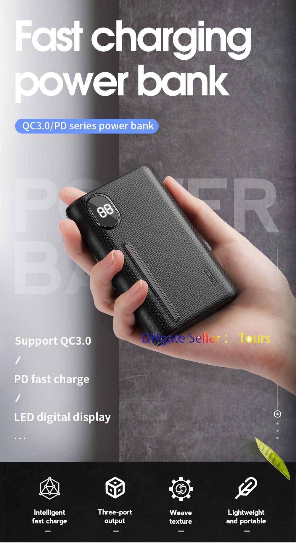 Joyroom D-QP182 Flash series 18W PD fast charging 10,000mah power bank Black