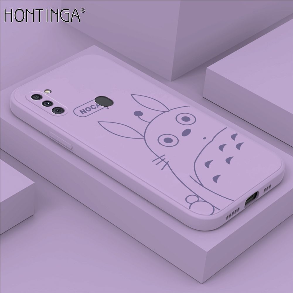 Hontinga for Samsung M11 A11 Case Cartoon Cute Totoro Pattern Back Cover Soft Square Edge Liquid Silicone Phone Cases