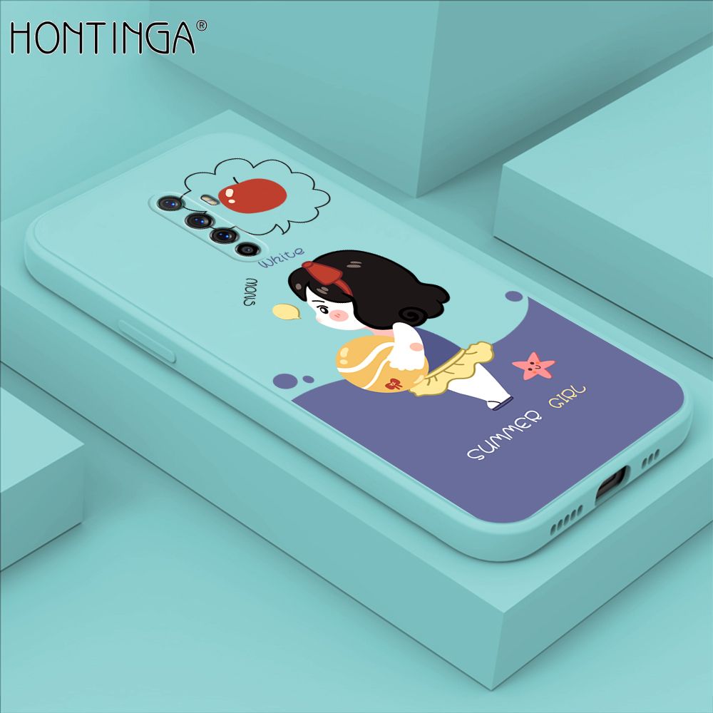 Hontinga for Realme X2 Pro Case Cute Cartoon Girl Phone Case Phone Case Soft Square Edge Silicone Cases Full Lens Cover Shockproof Protection Cover