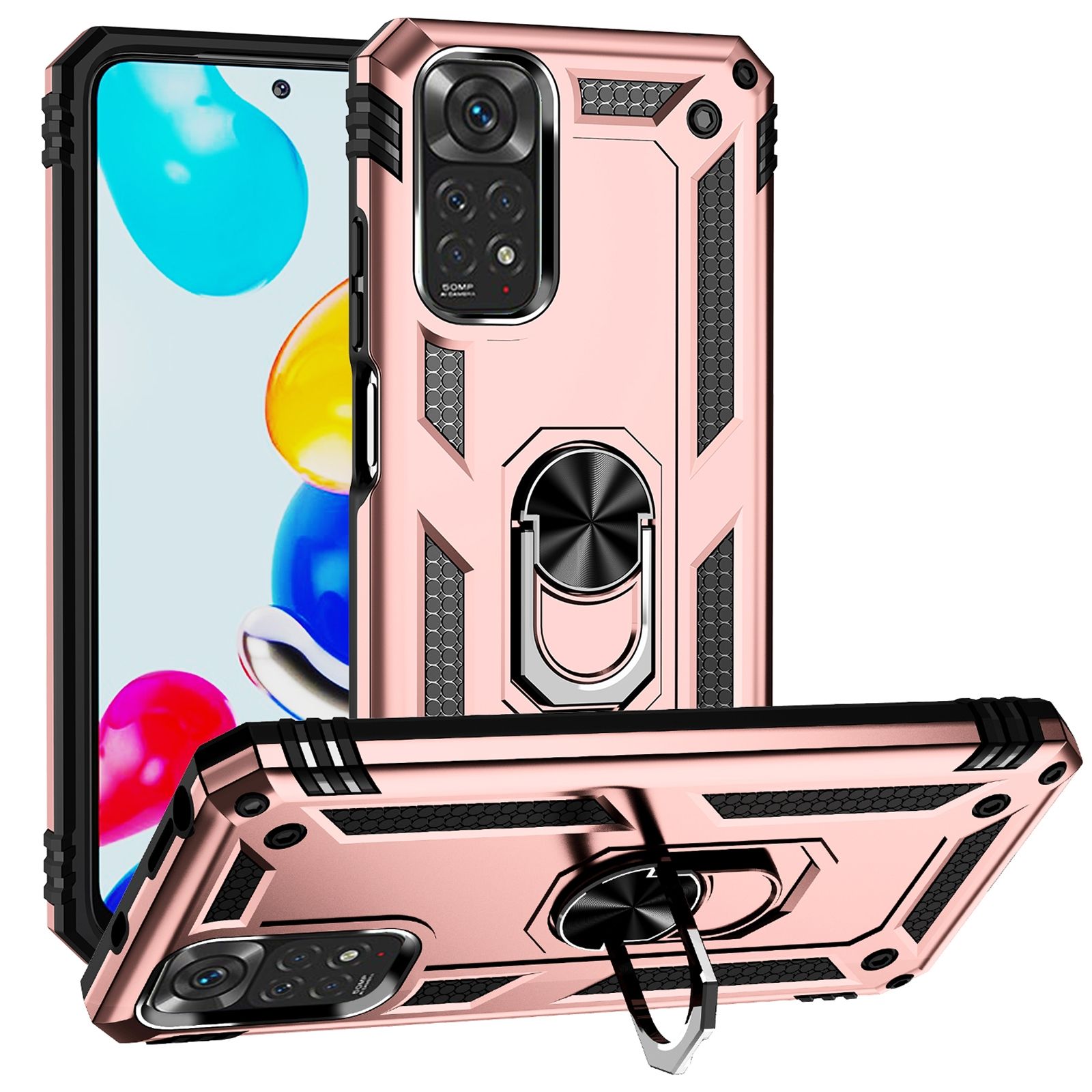 For Xiaomi Redmi Note 11S Shockproof TPU + PC Phone Case with 360 Degree Rotating Holder