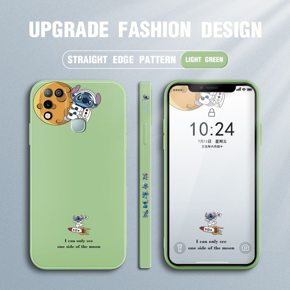 Jizetin for Infinix Hot 10 Play / Hot 11 Play Case Side Design Phone Cover  Astronaut Stitch Cover Square Edge Pattern Liquid Silicone Trend Case
