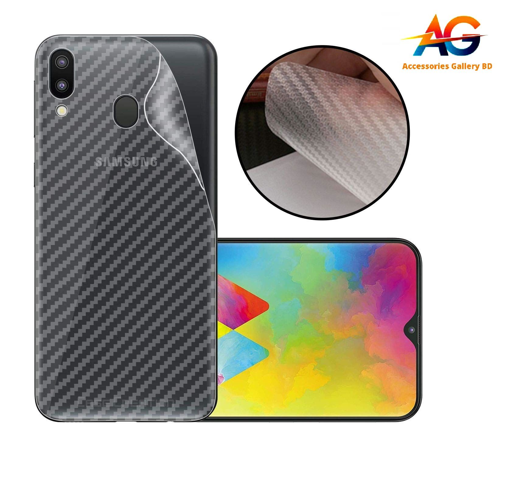 Samsung Galaxy M10s Carbon Fiber Sticker Vinyl Back Poly Skin Protector