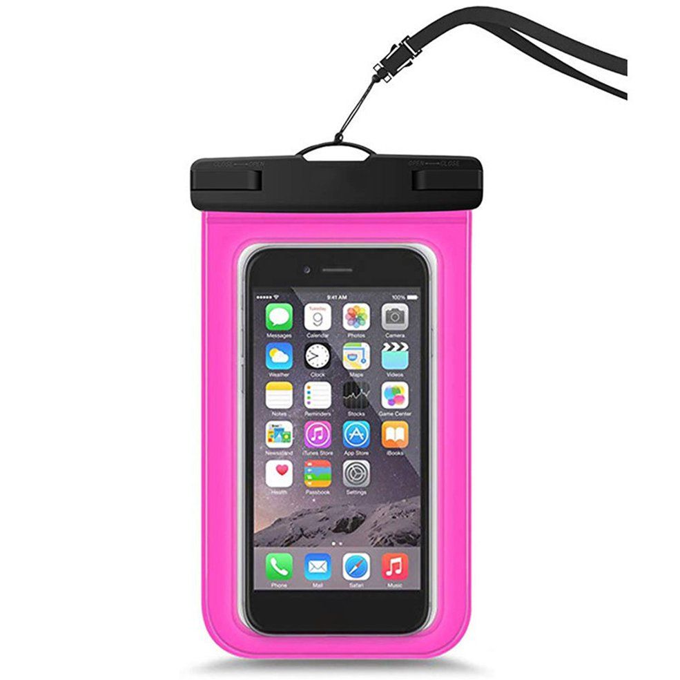 Waterproof Mobile Phone Bag Transparent Mobile Phone Waterproof Bag Outdoor-Rose red