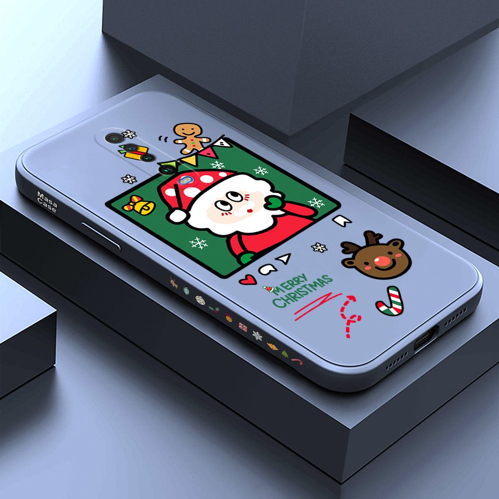 ZeroQiQi for Redmi K30 Case Santa Claus Christmas Gifts Side Printing Cases Soft Liquid Silicone Phone Cover