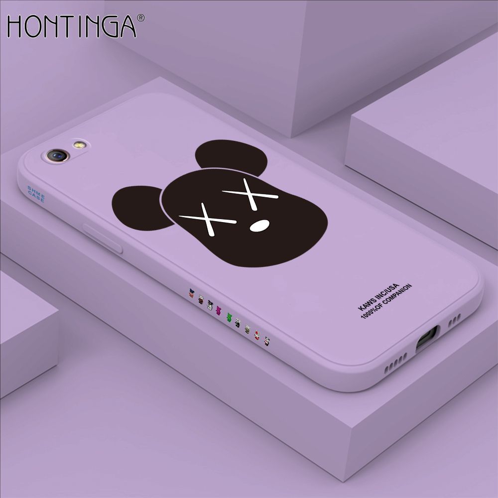 Hontinga for OPPO R9S Case Side Design Violent Bear Head Back Cover Soft Square Edge Pattern Liquid Silicone Trend Phone Cases