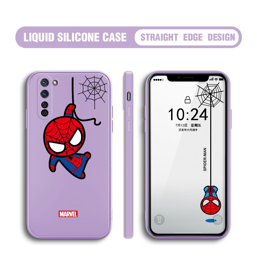 BILI for OPPO Reno 3 5G Back Cover Little Spiderman Multicolor Liquid Silicone Phone Case Soft Square Lens Protection Phone Cases