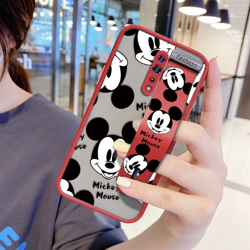 UCUC for OPPO Reno Z Wrist Strap Case Cute Mouse Avatar Wristband Printing Cover Shockproof Ultra Thin Phone Case