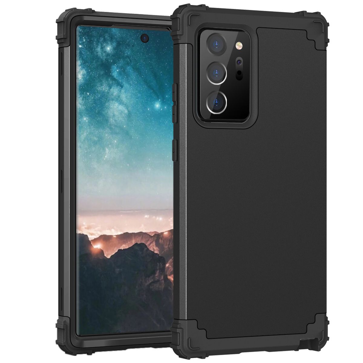 For Samsung Galaxy Note 20 Ultra Hybrid Soft Silicone Hard PC Back Bumper 3 in 1 Rugged Heavy Duty Shockproof Protection Case Cover