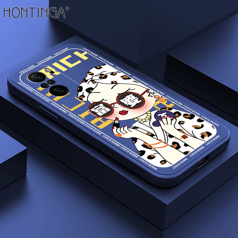 Hontinga for Xiaomi Poco F3 / Mi 11x / Redmi K40 / K40 Pro Case Fashion Sunglasses Rich Girl Phone Case Phone Case Soft Square Edge Silicone Cases Full Lens Cover Shockproof Protection Cover