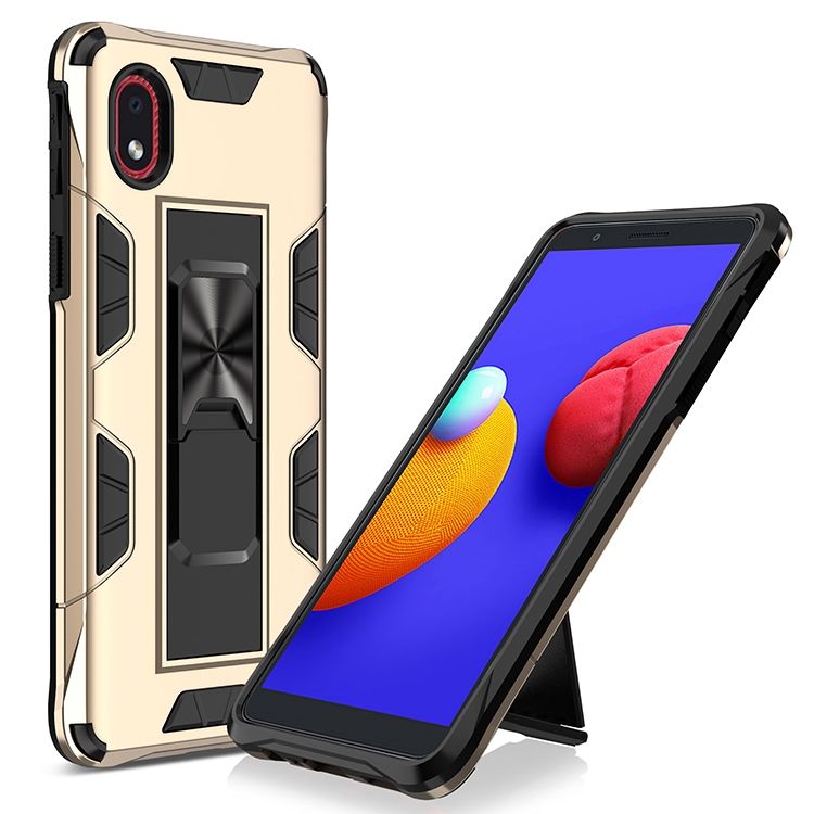 For Samsung Galaxy A01 Core / Galaxy M01 Core Heavy Impact Resistant Military Bracket Armor Series [Support Magnetic Car Mount] Protective Case  Cover