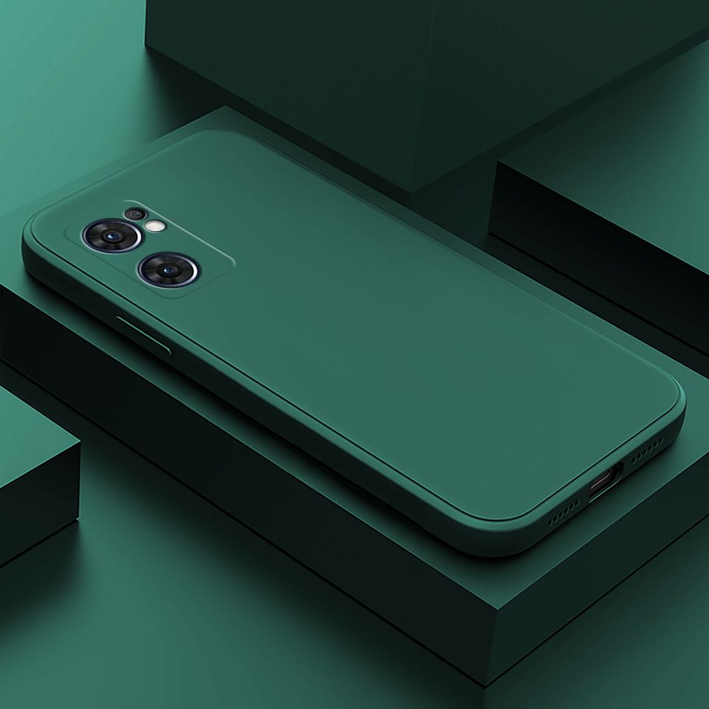 Hontinga for OPPO Reno7 5G Back Cover Simple Candy Color Square Edge Liquid Silicone Phone Case