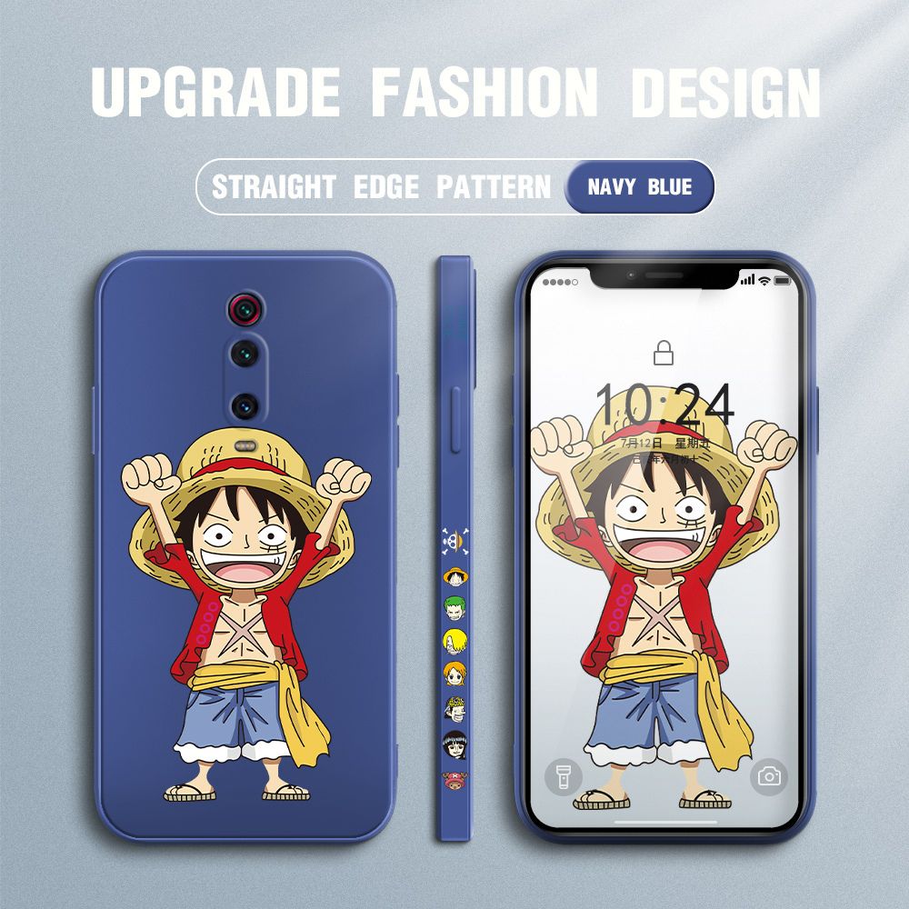 Jizetin for Xiaomi Redmi K20 / K20 Pro / Xiaomi Mi 9T / 9T Pro Case Anime One-Piece Monkey D. Luffy Anime Side Design Phone Case Square Edge Pattern Liquid Silicone Cases Full Cover Camera Shockproof Protective Case