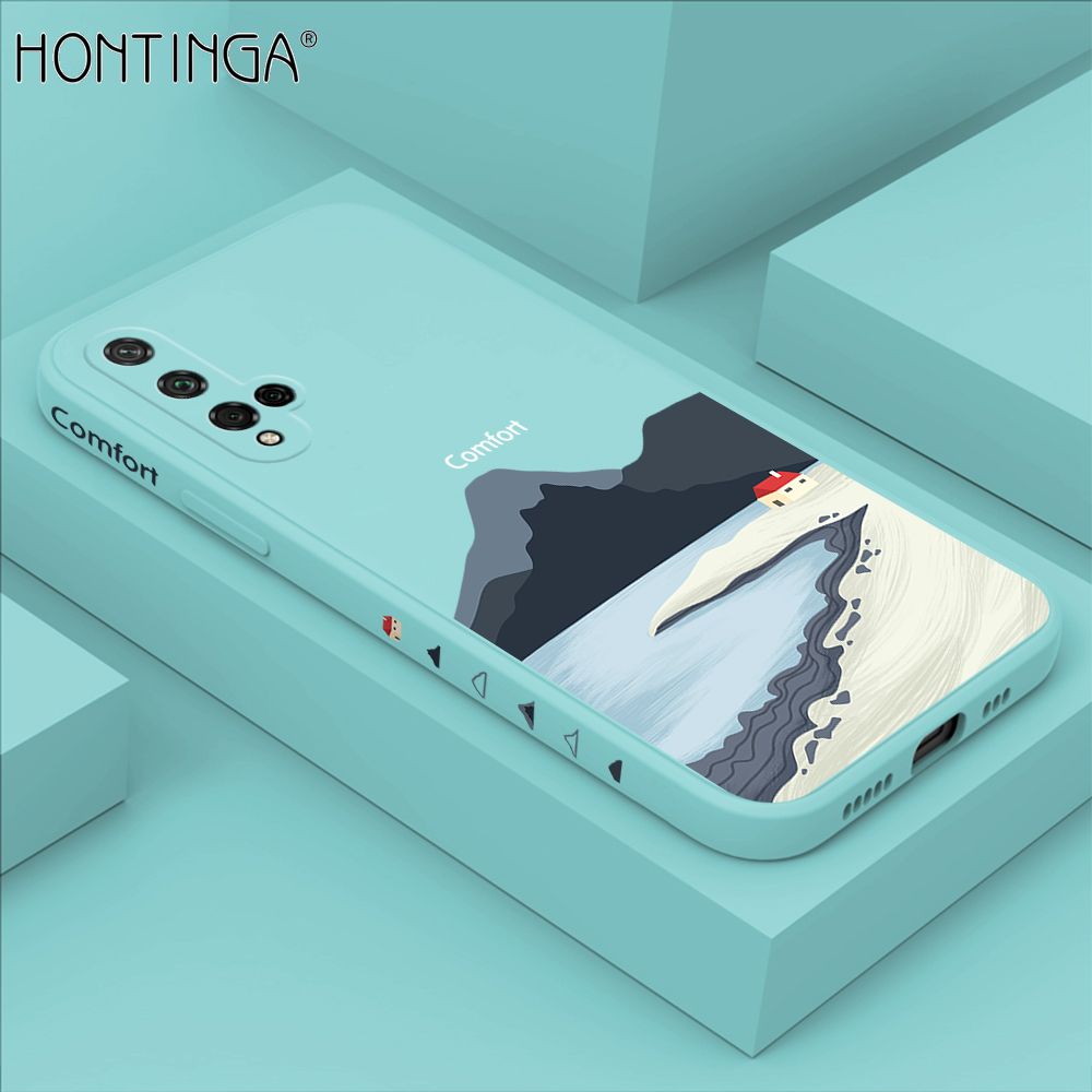 Hontinga for Huawei Nova 5T Case Side Design New Mount Back Cover Soft Square Edge Pattern Liquid Silicone Trend Phone Cases