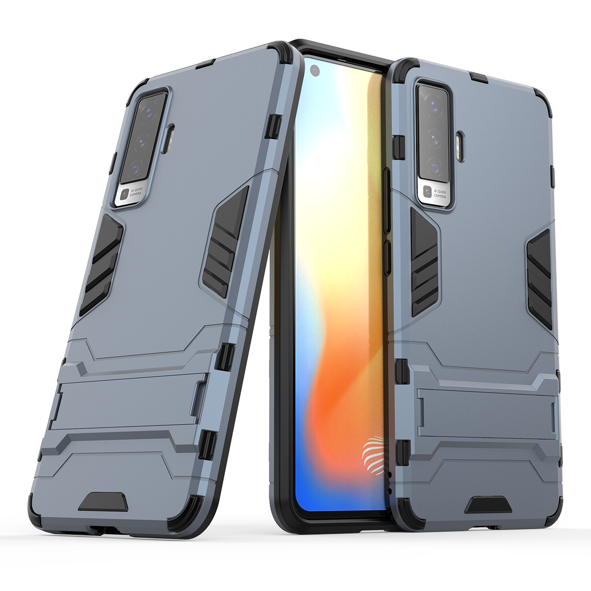 For Vivo X50 Case Shockproof Bumper Hybrid Stand Silicone Armor Phone Case