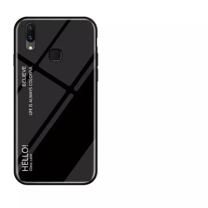 Gradient Color Tempered Glass Casing Protective Case Back Cover Soft TPU Bumper Case For Vivo Y95 / Vivo Y91 Case