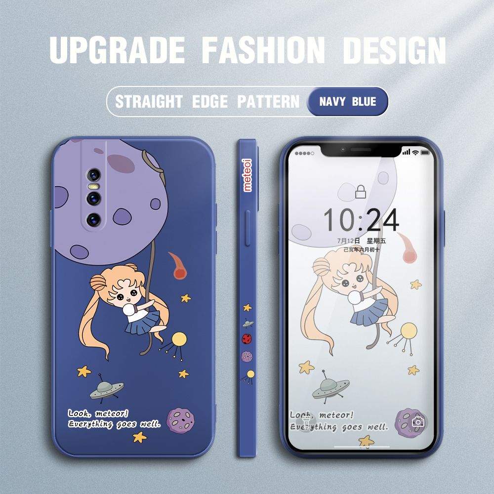 UCUC for Vivo V15 Pro Back Cover Beauty Warrior Ultra Thin Soft Luxury Square Multicolor Liquid Silicone Phone Case