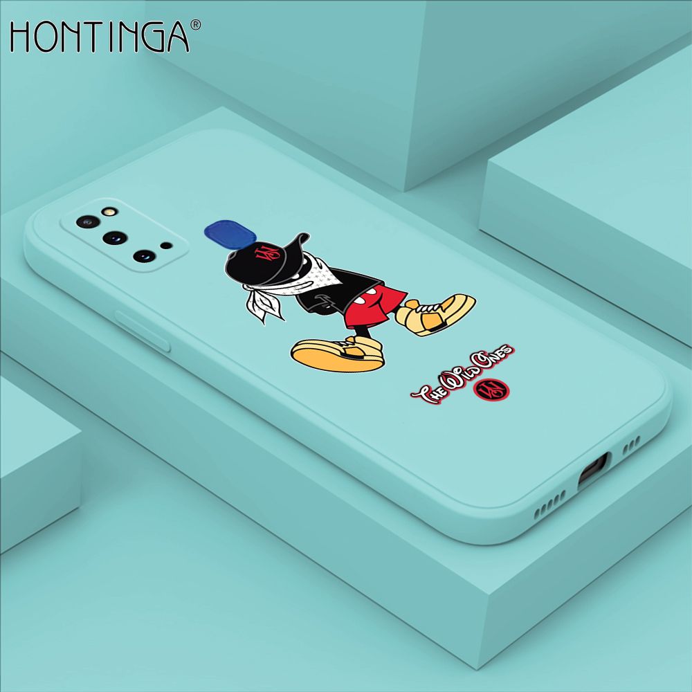 Hontinga for Samsung Galaxy M31 Case Cartoon Masked Mouse Phone Case Soft Square Edge Silicone Cases Full Lens Cover Shockproof Protection Cover
