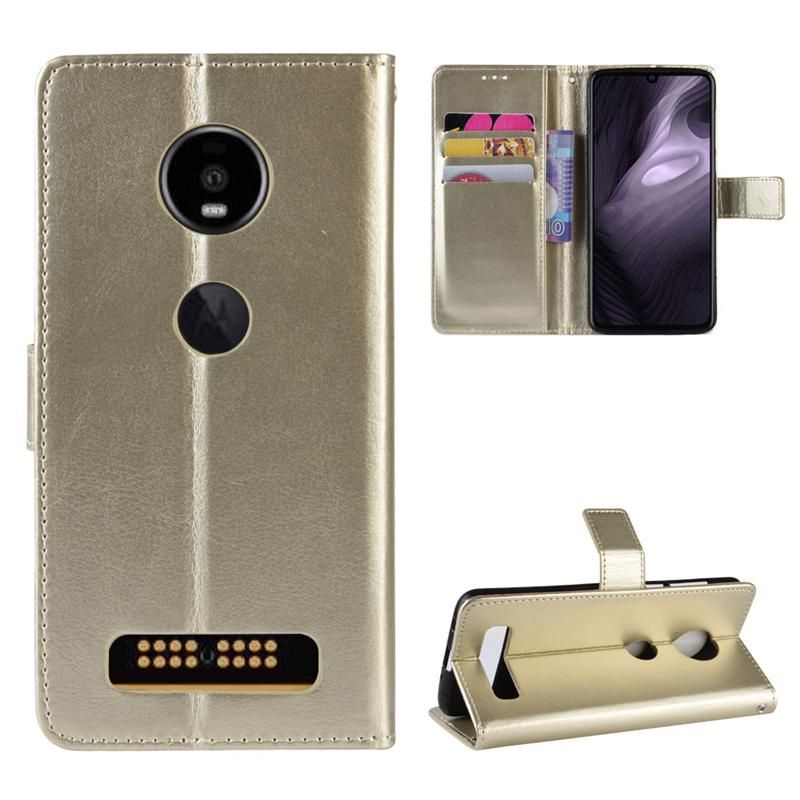 Holster Flip Stand Wallet Crazy Horse PU Leather Case For Motorola Moto Z4 Play Cover
