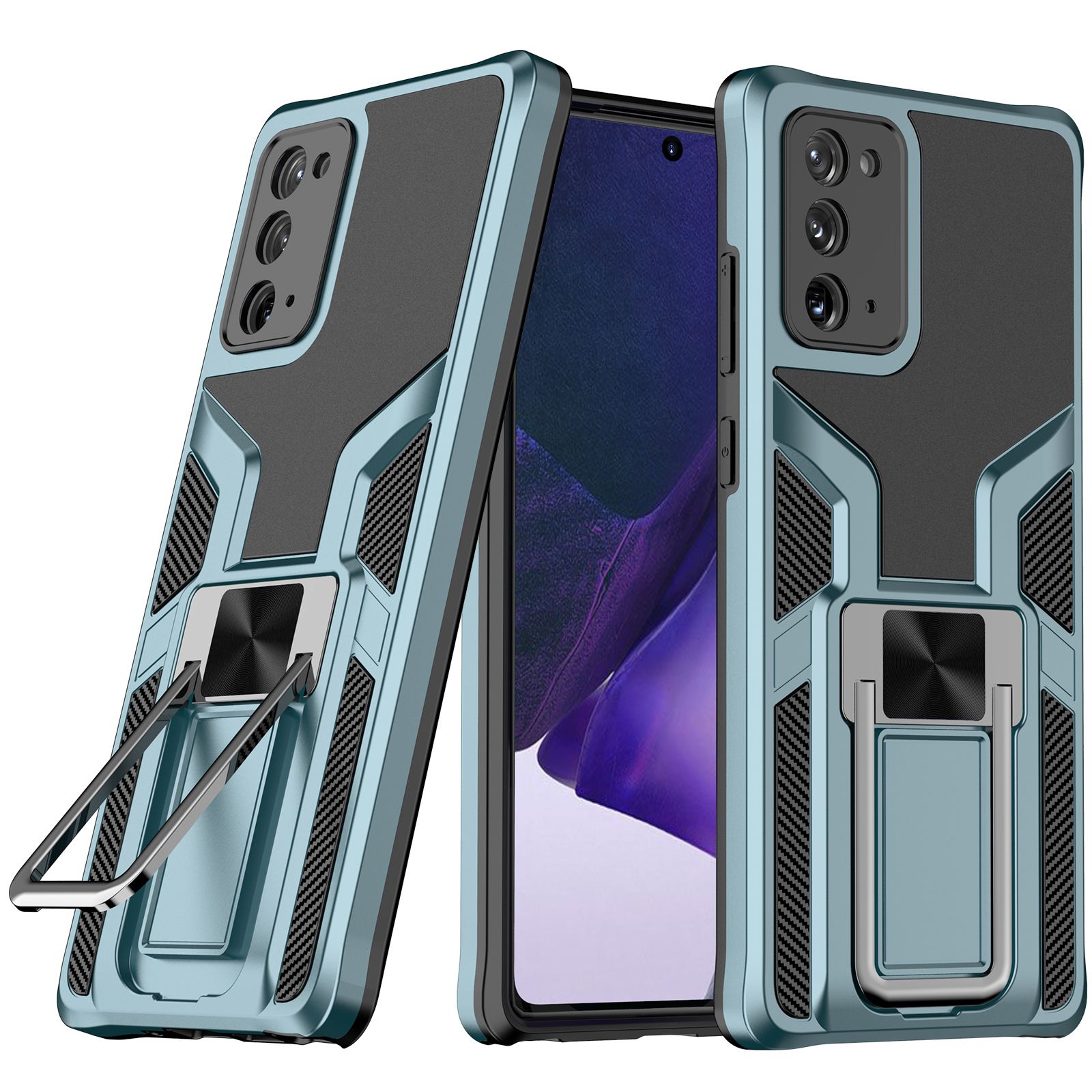 For Samsung Galaxy Note 20 Dual Layer Built-in Kickstand Heavy Duty Military Grade Shockproof Drop Protection Cover