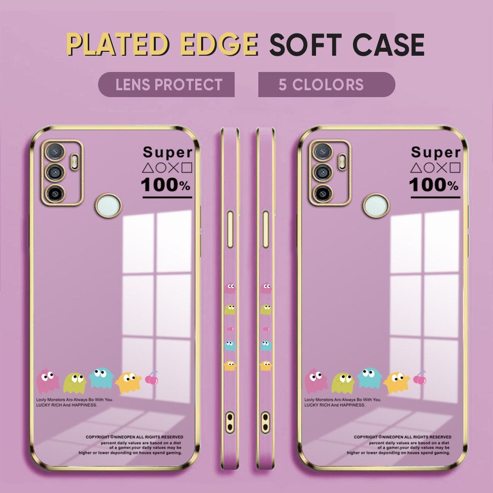 Luxury 6D Plating Case for OPPO A33 2020 Back Cover Game Little Monster Side Pattern Soft Silicone Square Phone Cases