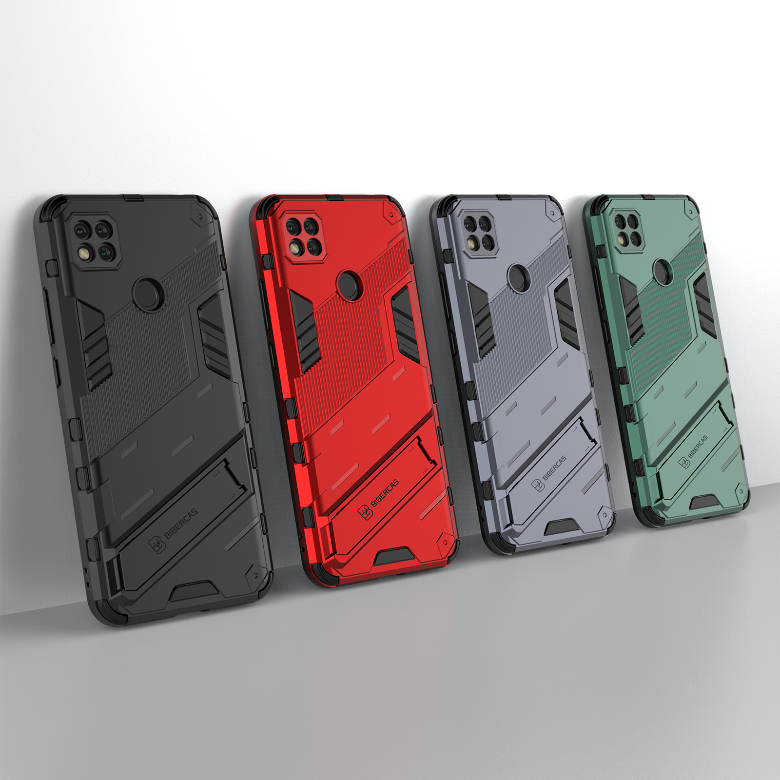 Shockproof Armor Phone Case For Xiaomi Redmi 9C Rugged Bracket Anti-Fall Protector Cover