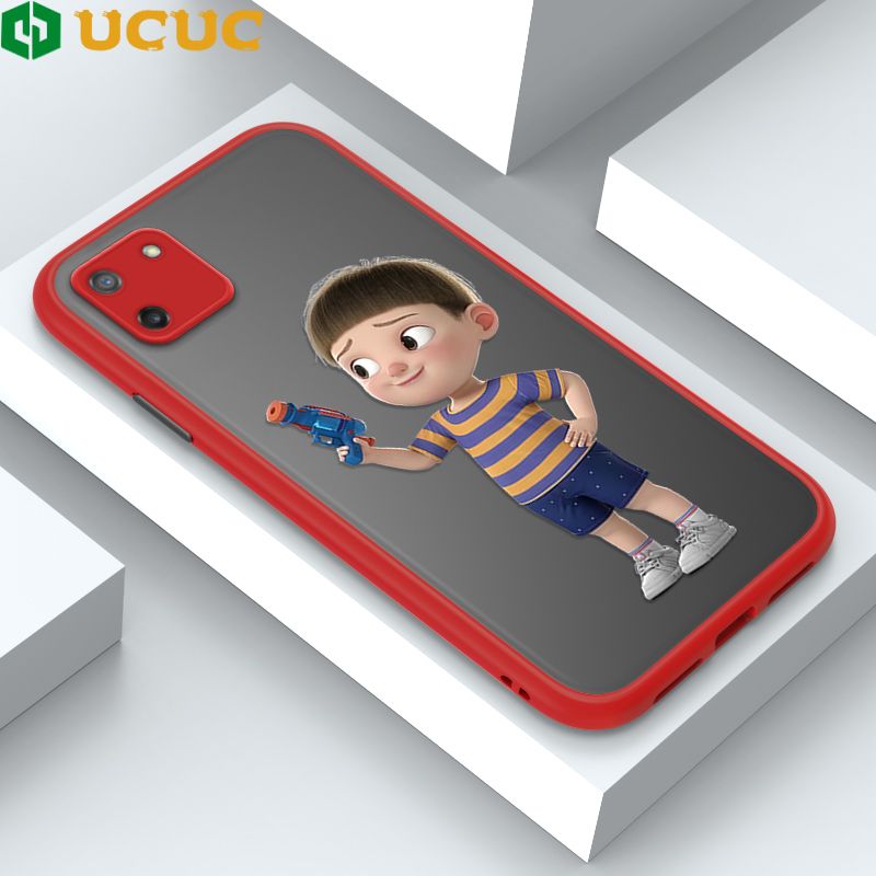 UCUC for Realme C11 Back Cover Naughty Little boy Frosted Transparent Hard Phone Case Thin Shockproof Full Cover Camera Protect Case