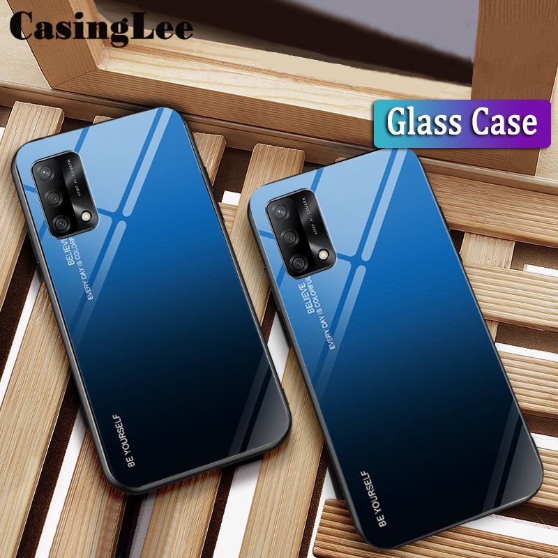 Casinglee For OPPO A95 4G case Gradient Tempered Glass Protector Phone case for OPPO A95 4G Phone Case Cover