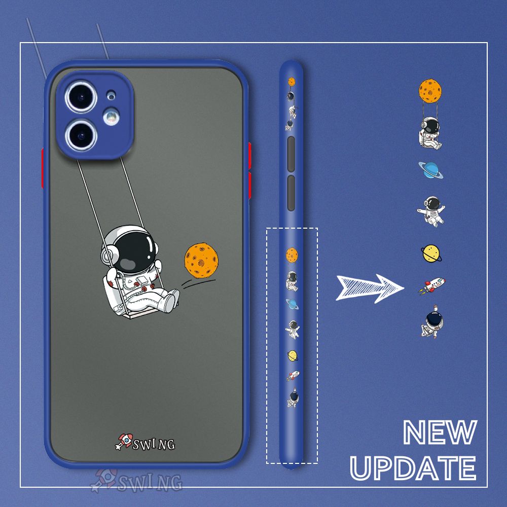 UCUC for iPhone 12 Mini Back Cover Swing Astronaut Side Printed Design Phone Case Ultra Thin Frosted Cover Shockproof Phone Cover