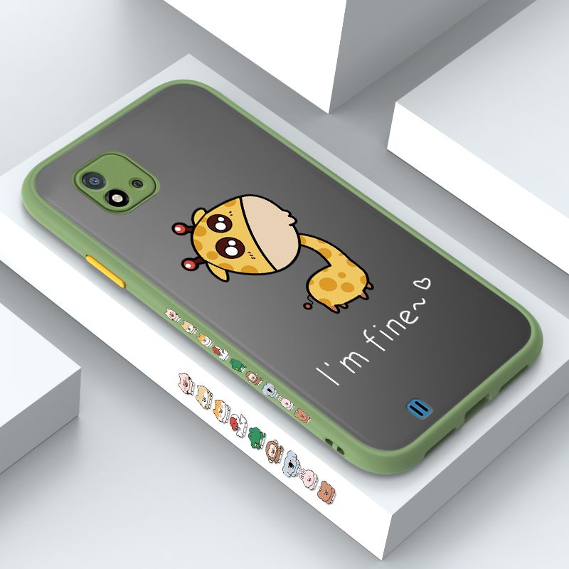 ZeroQiQi for Realme C20A Case Cute Funny Giraffe Side Printing Cover Frosted Ultra Thin Protective Anti Fall Phone Case