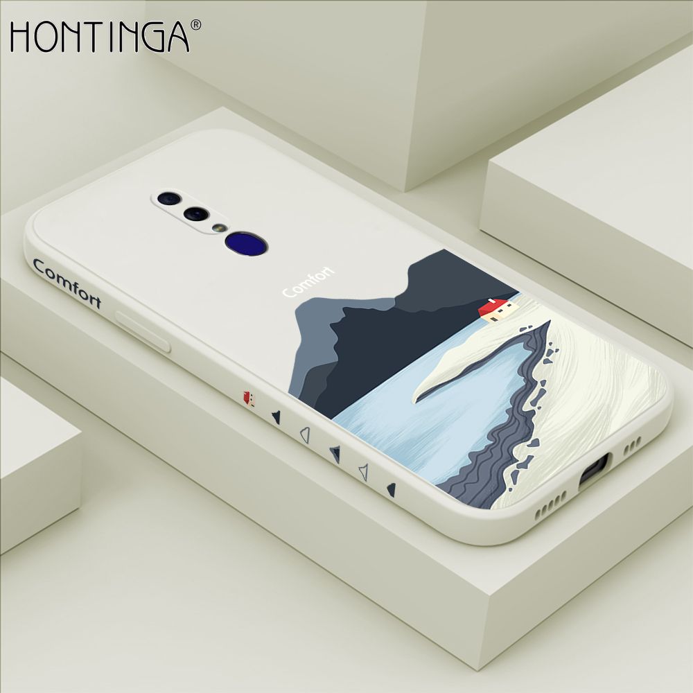 Hontinga for OPPO F11 Case Side Design New Mount Back Cover Soft Square Edge Pattern Liquid Silicone Trend Phone Cases