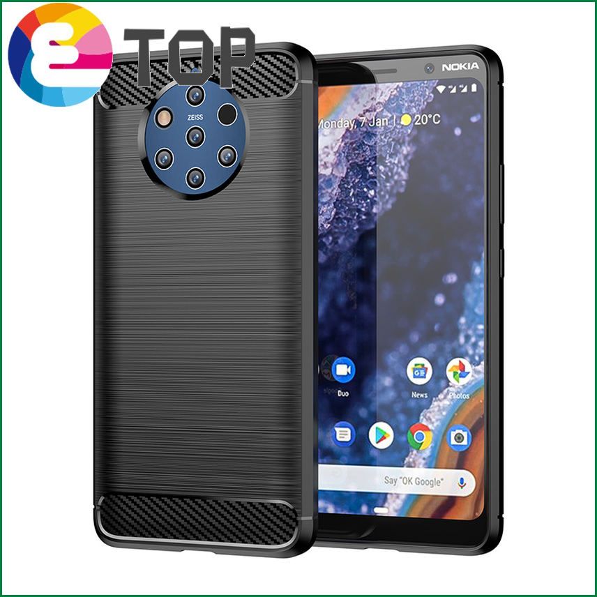 【ETOP】Brushed Carbon Fiber Silicone Shockproof Case For Nokia X10 X20 G10 G20 5.4 3.4 2.4 1.3 8.3 5G Magnetic Stand Protective Cover
