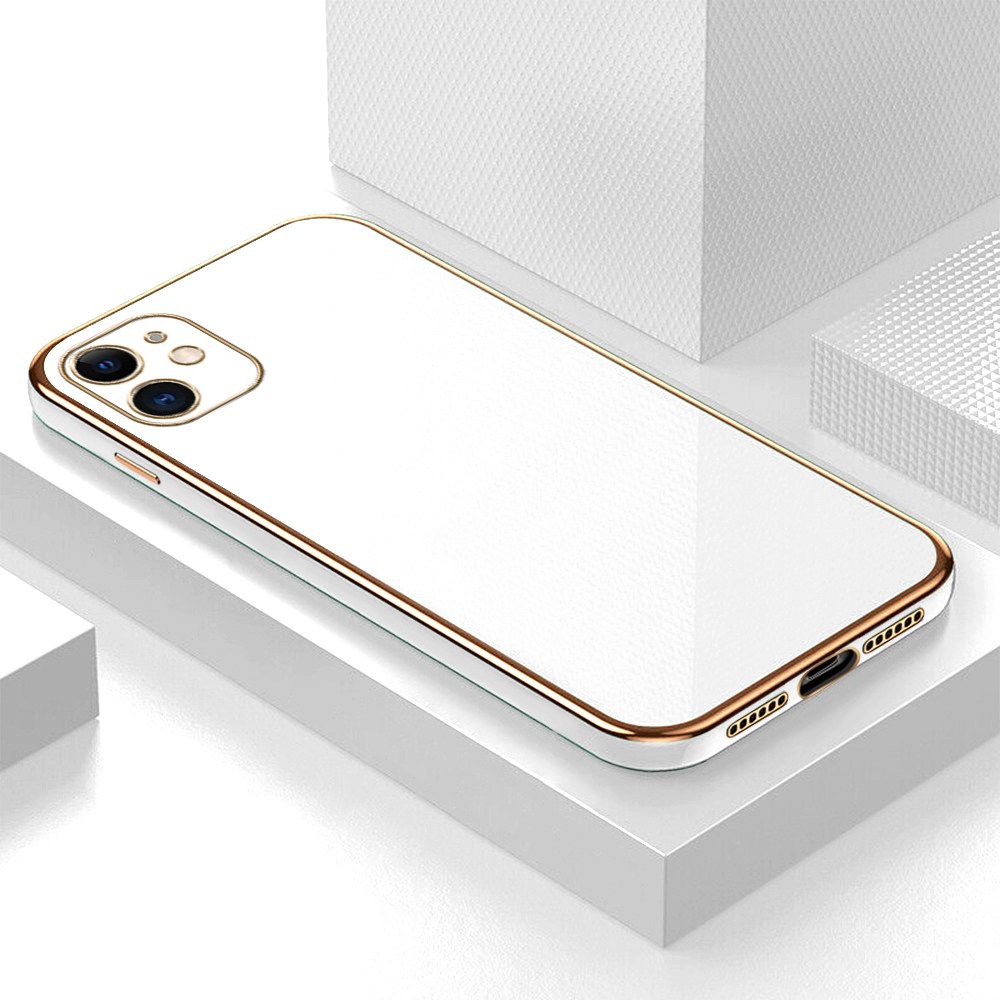 Luxury 6D Plating Soft Casing Silicone Square Frame Phone Case For iPhone 11 Case Shiny Bling Back Cover + Free Lanyard