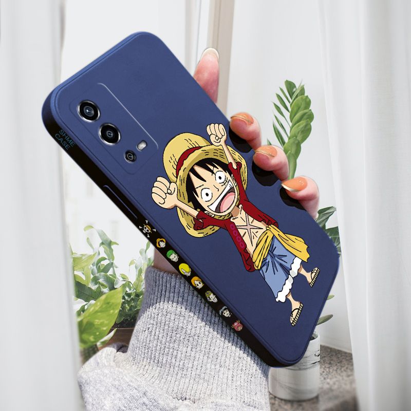 AMORVOR for OPPO A55 Back Cover Anime One-Piece Luffy Side design Soft Case Liquid Silicone Phone Cases