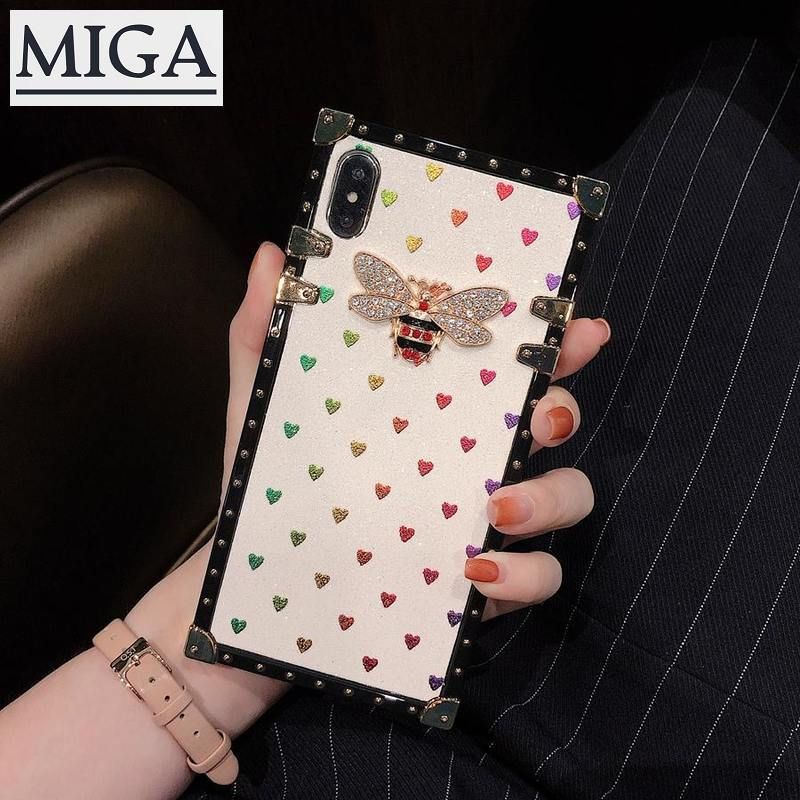 Square Bling Glitter Cases for Vivo V5 V7 Plus V9 V11 V15 Pro V11i Fashion Bees Silicon TPU Soft Phone Case Cover For Vivo S1 / Z1 Pro