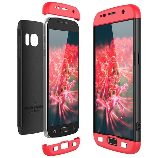 3 in 1 Phone 360° Full Protection Hard PC Cover Case Skin For Samsung Galaxy S7 - S7 Black&Red