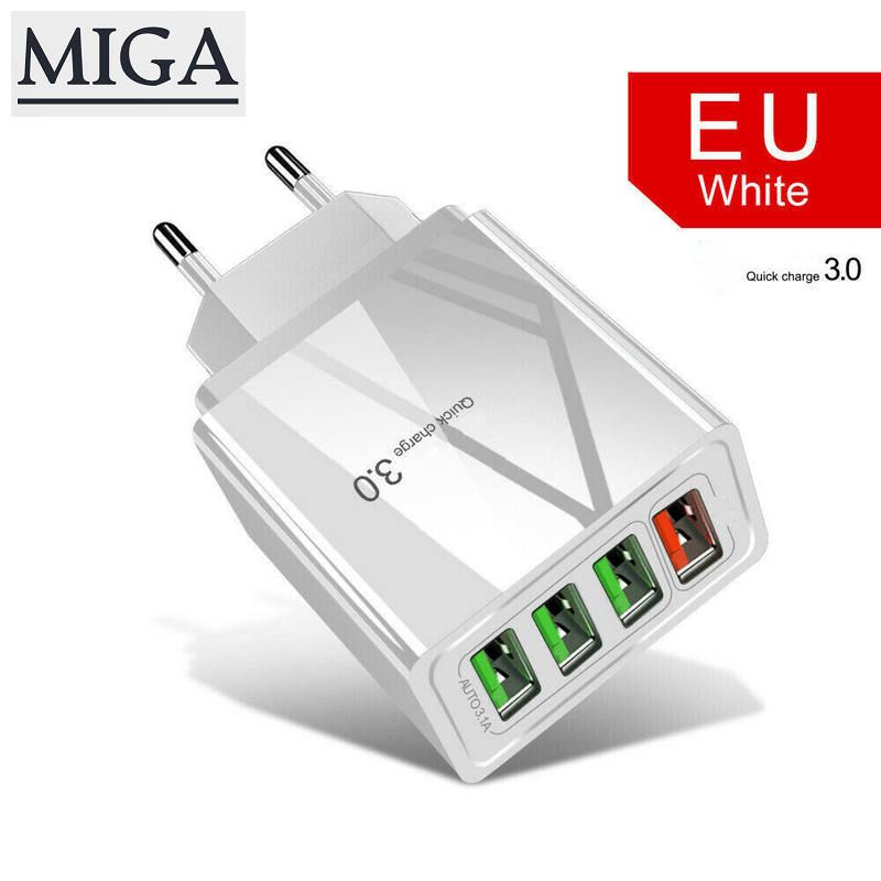 মিগাপ্লাজা us/eu/uk প্লাগ 4 পোর্ট qc3.0 ফাস্ট কুইক চার্জ usb হাব ওয়াল চার্জার পাওয়ার অ্যাডাপ্টার