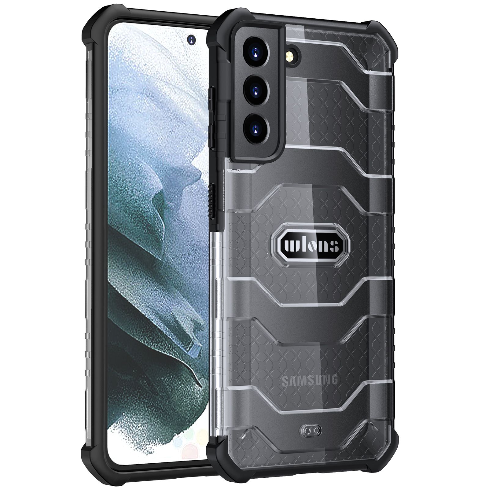 For Samsung Galaxy S21 Plus 5G 2 in 1 Hybrid Translucent PC Back Reinforced Corners TPU Bumper Military Grade Drop Protection Cover