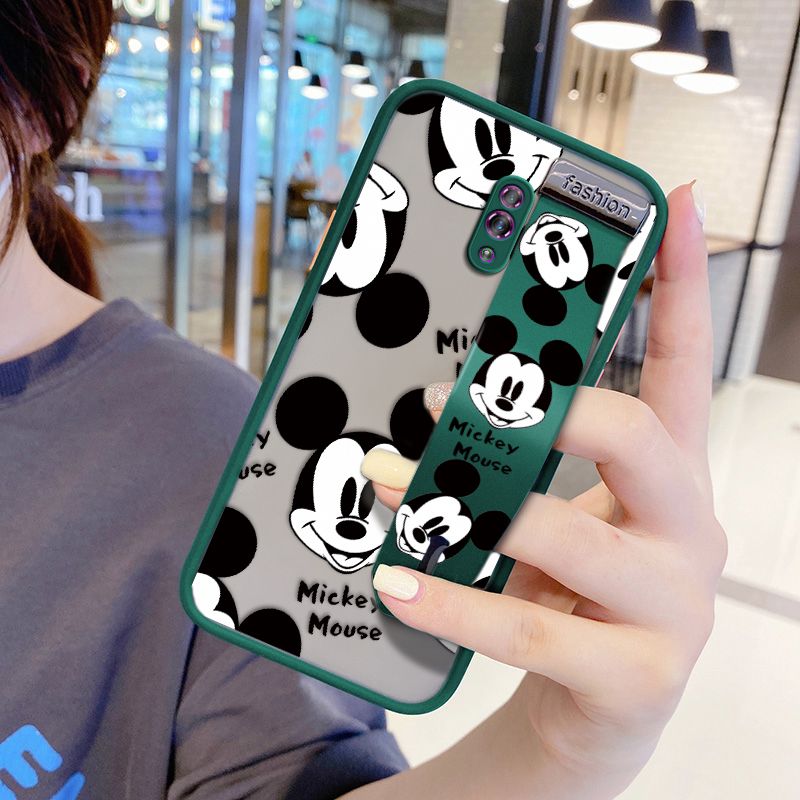 UCUC for OPPO Reno Wrist Strap Case Cute Mouse Avatar Wristband Printing Cover Shockproof Ultra Thin Phone Case