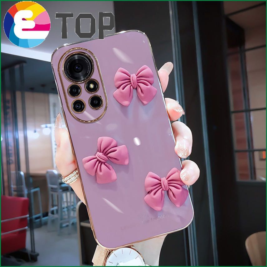Suitable for Huawei nova8 mobile phone shell cute cartoon three-dimensional bow nova8pro all-inclusive lens soft shell tide