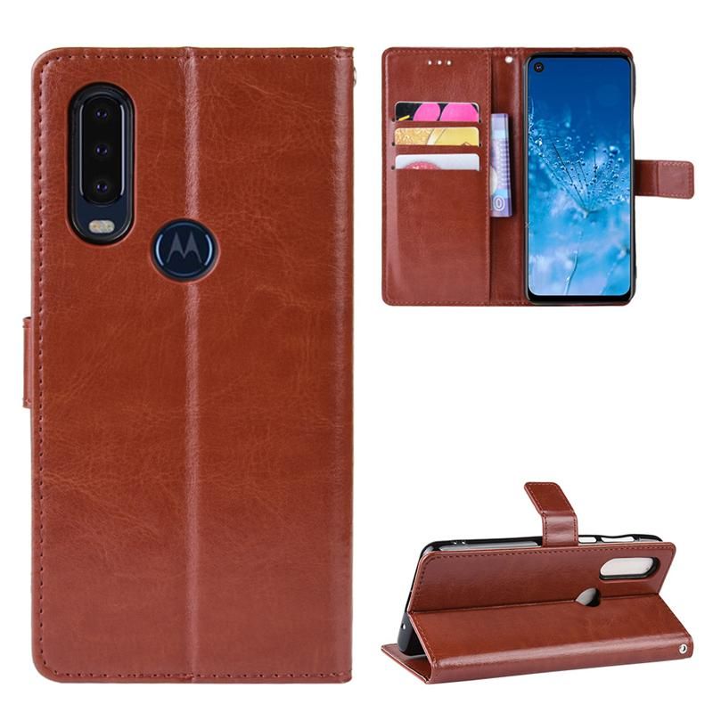 For Motorola One Action Vintage Leather Magnetic Buckle Flip Cover Case