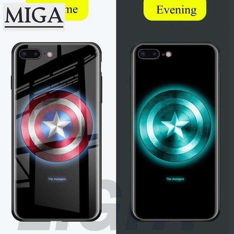 Luminous Black Panther Venom Spiderman Ironman Back Glass Case Cover For Apple iPhone 6 6s Plus 7 8 Plus X Xs Max