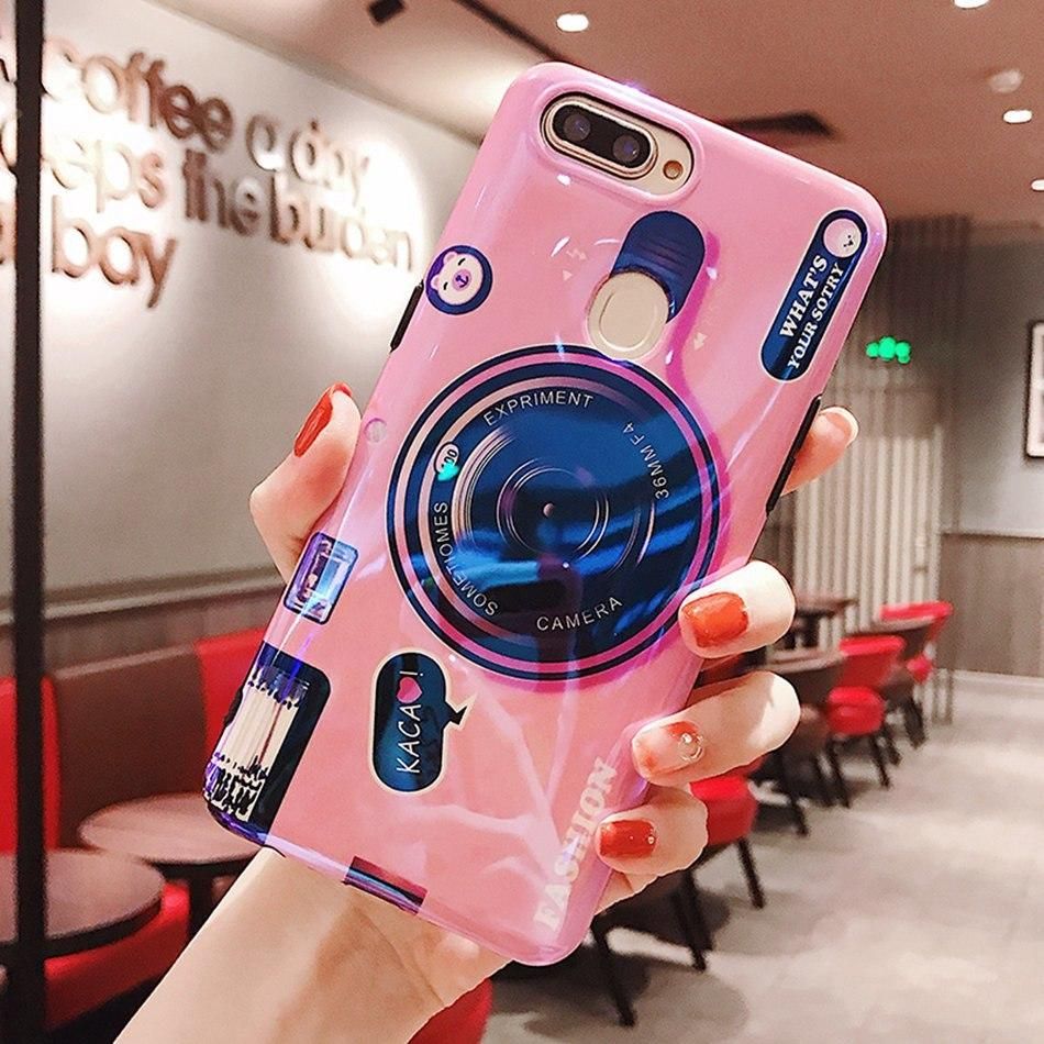For Realme C12 C3 C11 C15 C2 Realme 6i 6 Pro 6 Realme 5i 5 5s 3D Cute Retro Camera Case Fashion Grip Stand Holder Realme 5 Pro Realme 2 Pro Realme XT Silicon Phone Case Cover