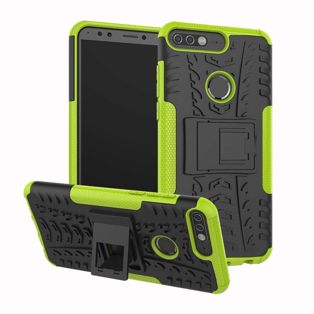 For Huawei Y7 Prime 2018 Dual Layer Heavy Duty Armor Tough Hybrid Shockproof Stand Protective Case Cover