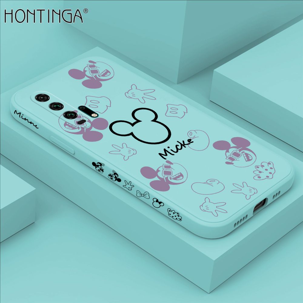 Hontinga for Honor 20 Pro Case Side Design Cute Mouse Avatar Back Cover Soft Square Edge Pattern Liquid Silicone Trend Phone Cases